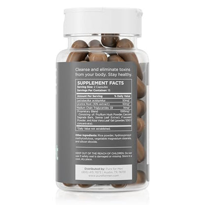 Pure for Men Detox Supplement, Reset | Fördert die Verdauungs- und Darmgesundheit, hilft bei der Entfernung von Giftstoffen und unterstützt das Immunsystem, Darmreinigung | 30 Kapseln