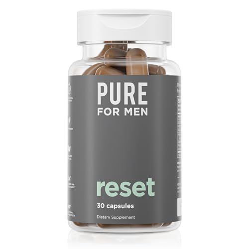 Pure for Men Detox Supplement, Reset | Fördert die Verdauungs- und Darmgesundheit, hilft bei der Entfernung von Giftstoffen und unterstützt das Immunsystem, Darmreinigung | 30 Kapseln
