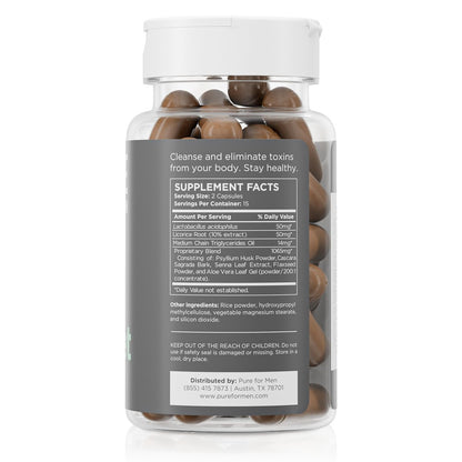 Pure for Men Detox Supplement, Reset | Fördert die Verdauungs- und Darmgesundheit, hilft bei der Entfernung von Giftstoffen und unterstützt das Immunsystem, Darmreinigung | 30 Kapseln