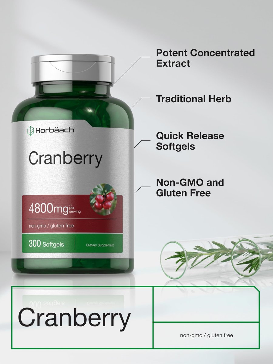 Horbäach Cranberry Kapseln | 300 Softgels | Nicht-GVO, Glutenfrei | Aus Konzentrat Extrakt