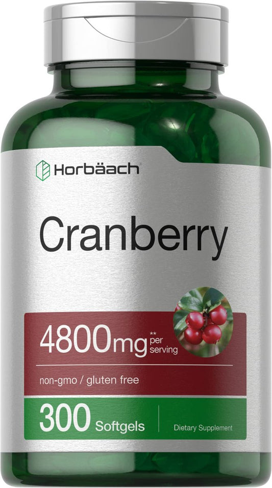 Horbäach Cranberry Kapseln | 300 Softgels | Nicht-GVO, Glutenfrei | Aus Konzentrat Extrakt