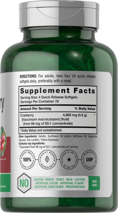 Horbäach Cranberry Kapseln | 300 Softgels | Nicht-GVO, Glutenfrei | Aus Konzentrat Extrakt