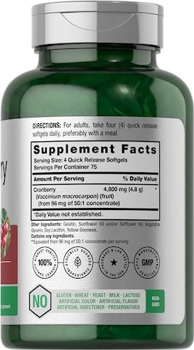 Horbäach Cranberry Kapseln | 300 Softgels | Nicht-GVO, Glutenfrei | Aus Konzentrat Extrakt