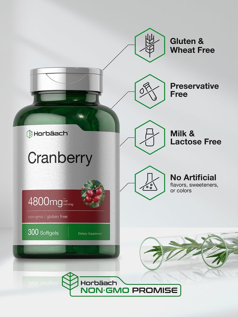 Horbäach Cranberry Kapseln | 300 Softgels | Nicht-GVO, Glutenfrei | Aus Konzentrat Extrakt
