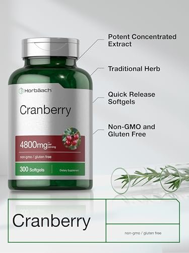 Horbäach Cranberry Kapseln | 300 Softgels | Nicht-GVO, Glutenfrei | Aus Konzentrat Extrakt
