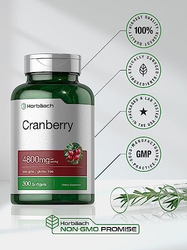Horbäach Cranberry Kapseln | 300 Softgels | Nicht-GVO, Glutenfrei | Aus Konzentrat Extrakt