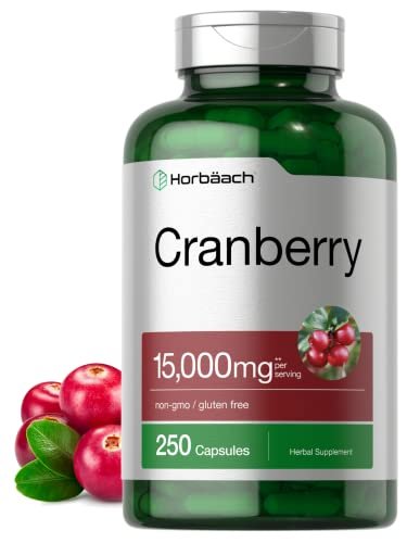 Horbäach Cranberry Kapseln + Vitamin C | 250 Kapseln | Nicht-GVO & glutenfrei | Konzentrat Extrakt
