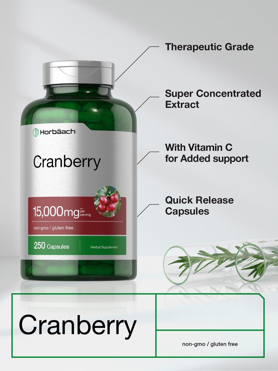Horbäach Cranberry Kapseln + Vitamin C | 250 Kapseln | Nicht-GVO & glutenfrei | Konzentrat Extrakt