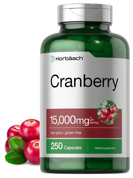 Horbäach Cranberry Kapseln + Vitamin C | 250 Kapseln | Nicht-GVO & glutenfrei | Konzentrat Extrakt