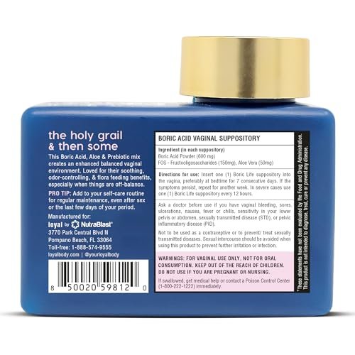Loyal Boric Life Plus - Borsäure-Zäpfchen mit Aloe & FOS - Unterstützt Geruchskontrolle - Lindert Beschwerden - Erhält die intime Flora - Hergestellt in den USA (30 Stück)