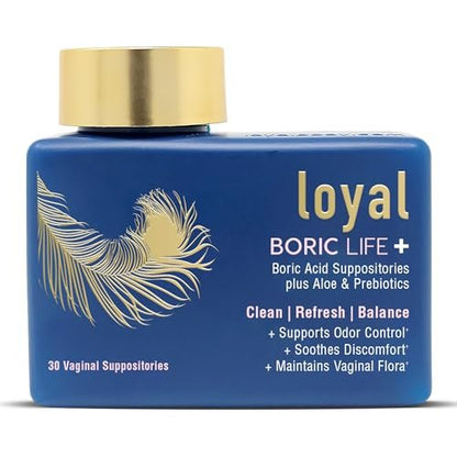 Loyal Boric Life Plus - Borsäure-Zäpfchen mit Aloe & FOS - Unterstützt Geruchskontrolle - Lindert Beschwerden - Erhält die intime Flora - Hergestellt in den USA (30 Stück)