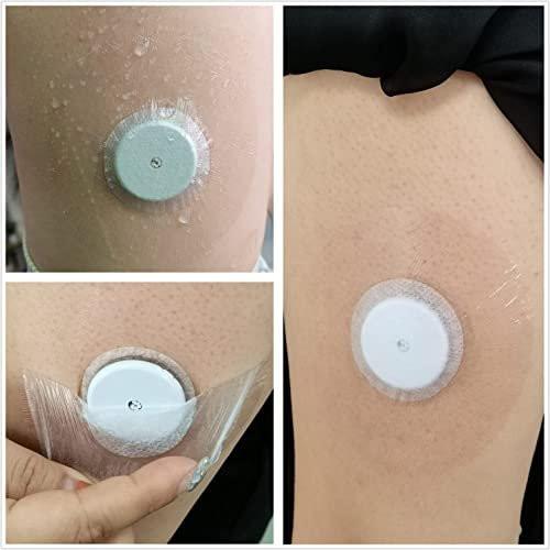 60 Stück Libre Sensor Aufkleber, Latexfreie medizinische Klebepflaster für Libre 2/3, vorgeschnittene CGM-Pflaster ohne Kleber in der Mitte, wasserdicht und stark haftend für lange Haltbarkeit - Pink