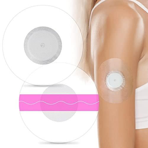 60 Stück Libre Sensor Aufkleber, Latexfreie medizinische Klebepflaster für Libre 2/3, vorgeschnittene CGM-Pflaster ohne Kleber in der Mitte, wasserdicht und stark haftend für lange Haltbarkeit - Pink