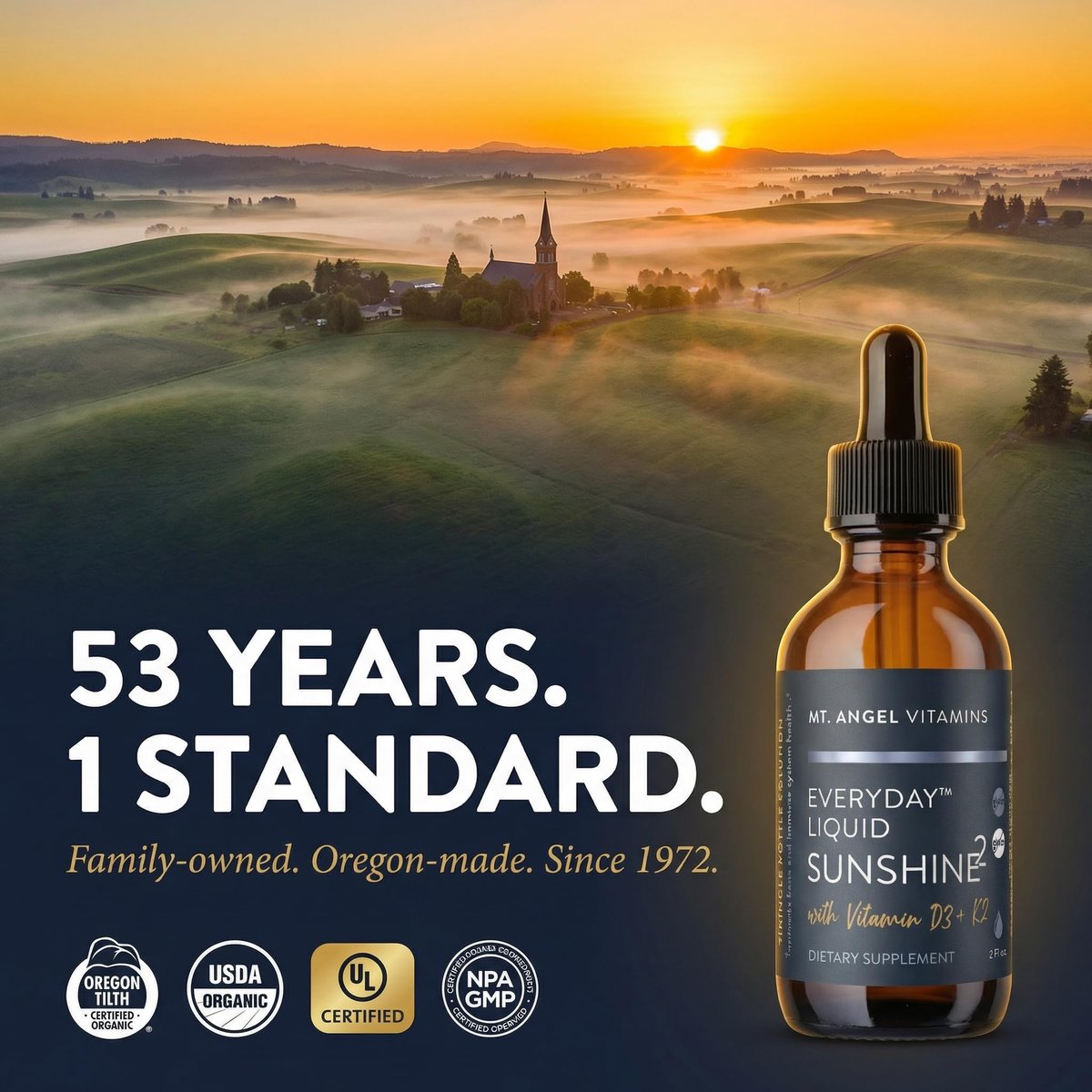 Mt. Angel Vitamins Flüssiges Vitamin D3 mit K2 Tropfen – 5000 IE D3 Trans MK7 K2 – Vegan, Non-GMO, Glutenfrei – Knochen-, Herz- und Immununterstützung – für Erwachsene, Kinder & Kleinkinder | 60 ml
