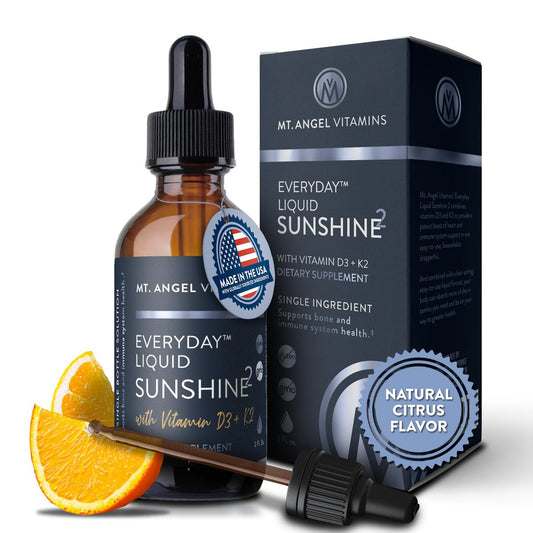 Mt. Angel Vitamins Flüssiges Vitamin D3 mit K2 Tropfen – 5000 IE D3 Trans MK7 K2 – Vegan, Non-GMO, Glutenfrei – Knochen-, Herz- und Immununterstützung – für Erwachsene, Kinder & Kleinkinder | 60 ml