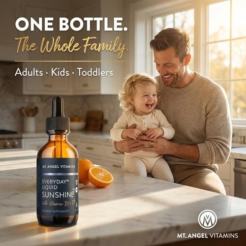 Mt. Angel Vitamins Flüssiges Vitamin D3 mit K2 Tropfen – 5000 IE D3 Trans MK7 K2 – Vegan, Non-GMO, Glutenfrei – Knochen-, Herz- und Immununterstützung – für Erwachsene, Kinder & Kleinkinder | 60 ml