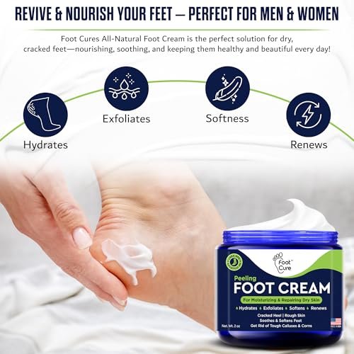 FOOT CURE Teebaumöl Fußcreme – Feuchtigkeitsspendende Pflege für trockene, rissige Füße, Fersen- und Hornhautentfernung, Behandlung von Nagelpilz und Juckreiz – 60 g (1er-Pack)