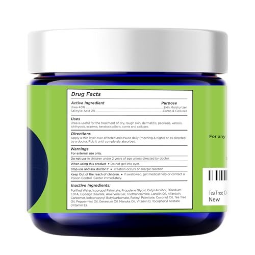 FOOT CURE Teebaumöl Fußcreme – Feuchtigkeitsspendende Pflege für trockene, rissige Füße, Fersen- und Hornhautentfernung, Behandlung von Nagelpilz und Juckreiz – 60 g (1er-Pack)