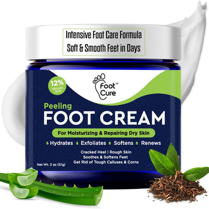 FOOT CURE Teebaumöl Fußcreme – Feuchtigkeitsspendende Pflege für trockene, rissige Füße, Fersen- und Hornhautentfernung, Behandlung von Nagelpilz und Juckreiz – 60 g (1er-Pack)