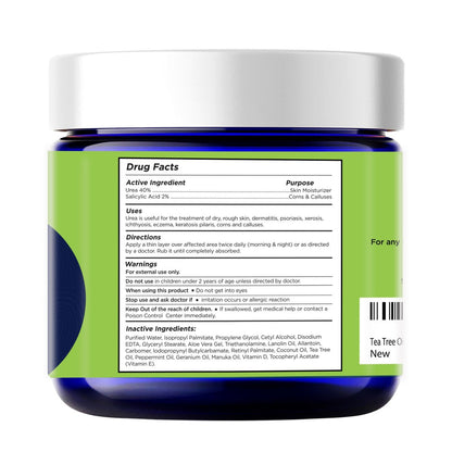 FOOT CURE Teebaumöl Fußcreme – Feuchtigkeitsspendende Pflege für trockene, rissige Füße, Fersen- und Hornhautentfernung, Behandlung von Nagelpilz und Juckreiz – 60 g (1er-Pack)