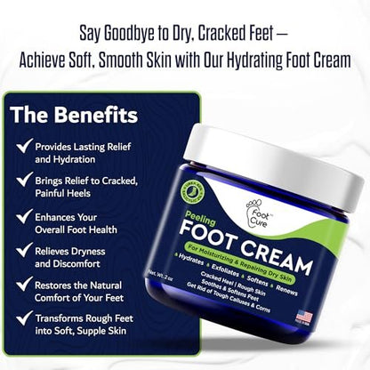 FOOT CURE Teebaumöl Fußcreme – Feuchtigkeitsspendende Pflege für trockene, rissige Füße, Fersen- und Hornhautentfernung, Behandlung von Nagelpilz und Juckreiz – 60 g (1er-Pack)