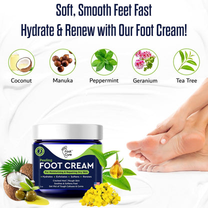 FOOT CURE Teebaumöl Fußcreme – Feuchtigkeitsspendende Pflege für trockene, rissige Füße, Fersen- und Hornhautentfernung, Behandlung von Nagelpilz und Juckreiz – 60 g (1er-Pack)