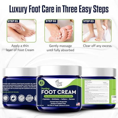 FOOT CURE Teebaumöl Fußcreme – Feuchtigkeitsspendende Pflege für trockene, rissige Füße, Fersen- und Hornhautentfernung, Behandlung von Nagelpilz und Juckreiz – 60 g (1er-Pack)