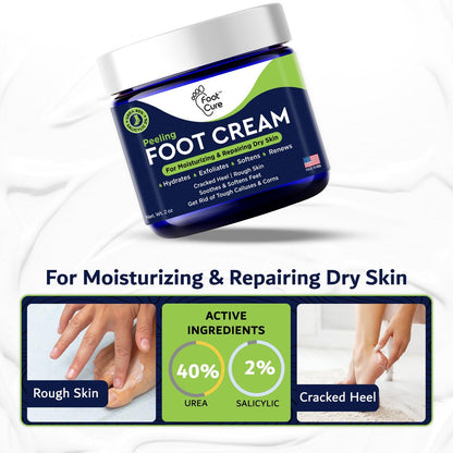 FOOT CURE Teebaumöl Fußcreme – Feuchtigkeitsspendende Pflege für trockene, rissige Füße, Fersen- und Hornhautentfernung, Behandlung von Nagelpilz und Juckreiz – 60 g (1er-Pack)