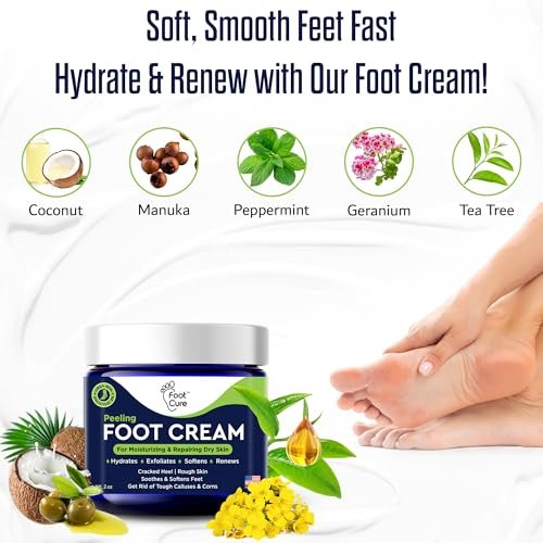 FOOT CURE Teebaumöl Fußcreme – Feuchtigkeitsspendende Pflege für trockene, rissige Füße, Fersen- und Hornhautentfernung, Behandlung von Nagelpilz und Juckreiz – 60 g (1er-Pack)