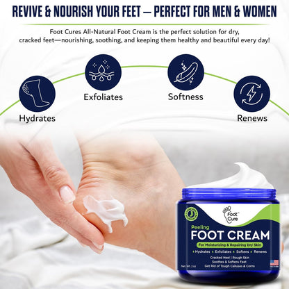 FOOT CURE Teebaumöl Fußcreme – Feuchtigkeitsspendende Pflege für trockene, rissige Füße, Fersen- und Hornhautentfernung, Behandlung von Nagelpilz und Juckreiz – 60 g (1er-Pack)