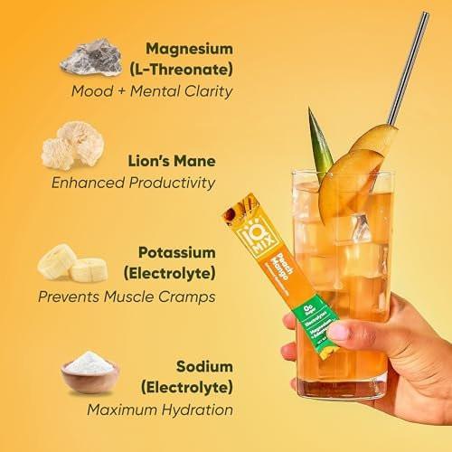 IQMIX Hydration Elektrolytpulver – 4-in-1 Formel für Hydration, geistige Klarheit, Stimmung & Erholung – Zuckerfreies Keto-Getränkepulver mit Magnesium-L-Threonat & Löwenmähne – 8er-Probierpackung (alle Sorten)