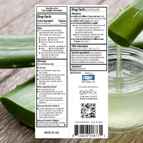 Barmicil Plus Maximum Stärke 1% Hydrocortison Creme – Intensive Anti-Juckreiz & Linderung bei Ekzemen, Psoriasis, Hautausschlag, Insektenstichen, Giftefeu – Parabenfreie Formel mit beruhigender Aloe Vera – 28 g Tube