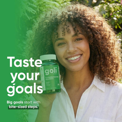 Goli Supergreens Gummies mit Probiotika – Artischockenextrakt, Spirulina, Grünkohl, Vitamine A, B6, B12 – Vegan, glutenfrei, ohne Gentechnik