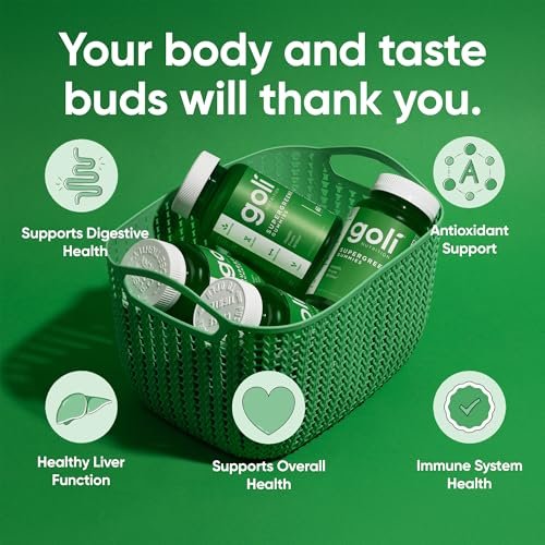 Goli Supergreens Gummies mit Probiotika – Artischockenextrakt, Spirulina, Grünkohl, Vitamine A, B6, B12 – Vegan, glutenfrei, ohne Gentechnik