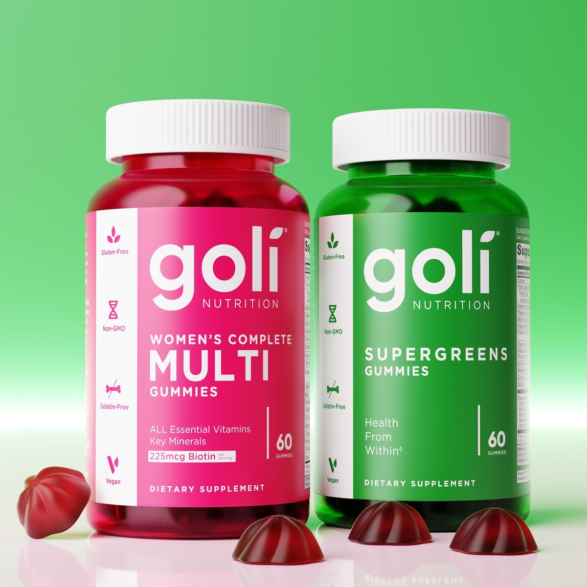 Goli Supergreens Gummies mit Probiotika – Artischockenextrakt, Spirulina, Grünkohl, Vitamine A, B6, B12 – Vegan, glutenfrei, ohne Gentechnik