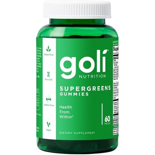 Goli Supergreens Gummies mit Probiotika – Artischockenextrakt, Spirulina, Grünkohl, Vitamine A, B6, B12 – Vegan, glutenfrei, ohne Gentechnik