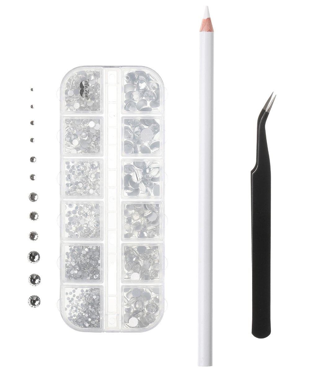 Mr. Pen® Strasssteine 2000 Stück mit Aufnahmepinzette und Aufnahmestift – Klare flache Strasssteine für Basteln, Nagelkunst, Schmuckherstellung, DIY und Dekoration