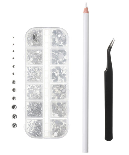Mr. Pen® Strasssteine 2000 Stück mit Aufnahmepinzette und Aufnahmestift – Klare flache Strasssteine für Basteln, Nagelkunst, Schmuckherstellung, DIY und Dekoration
