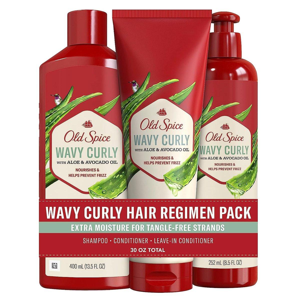 Old Spice Shampoo, Conditioner und Leave-in Conditioner Set für Männer – Locken- und Wellenpflege-Routine (3 x 300 ml)