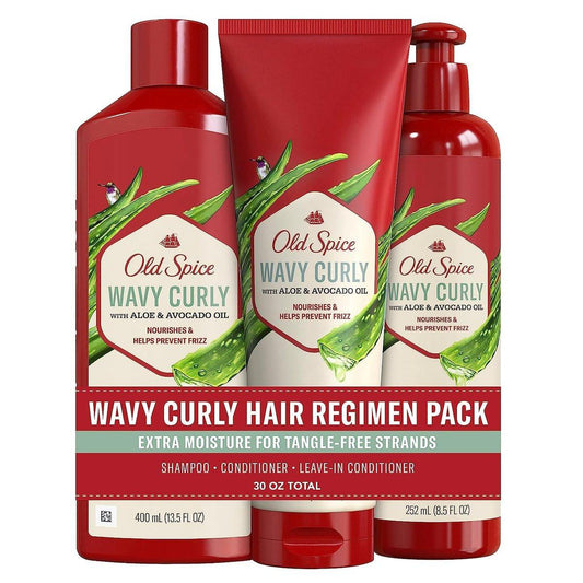 Old Spice Shampoo, Conditioner und Leave-in Conditioner Set für Männer – Locken- und Wellenpflege-Routine (3 x 300 ml)