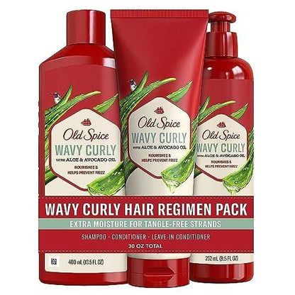 Old Spice Shampoo, Conditioner und Leave-in Conditioner Set für Männer – Locken- und Wellenpflege-Routine (3 x 300 ml)