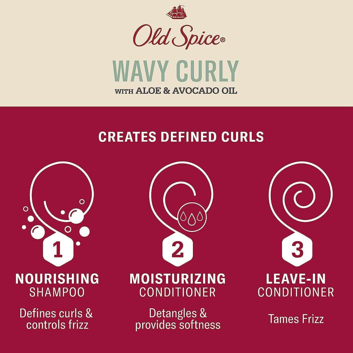 Old Spice Shampoo, Conditioner und Leave-in Conditioner Set für Männer – Locken- und Wellenpflege-Routine (3 x 300 ml)