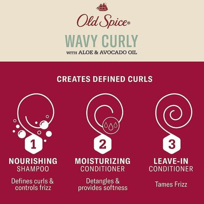 Old Spice Shampoo, Conditioner und Leave-in Conditioner Set für Männer – Locken- und Wellenpflege-Routine (3 x 300 ml)