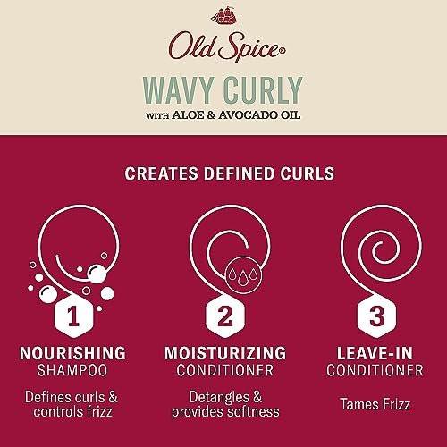 Old Spice Shampoo, Conditioner und Leave-in Conditioner Set für Männer – Locken- und Wellenpflege-Routine (3 x 300 ml)