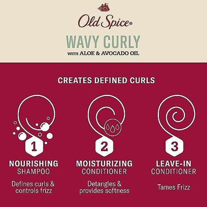 Old Spice Shampoo, Conditioner und Leave-in Conditioner Set für Männer – Locken- und Wellenpflege-Routine (3 x 300 ml)
