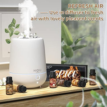 HIQILI Gewürz Duftöl Set 6x10ml – Herbstliche Aromen für Kerzen, Seife, Diffuser – Zimt, Kürbis, Vanille, Apfelwein, Harvest Spice