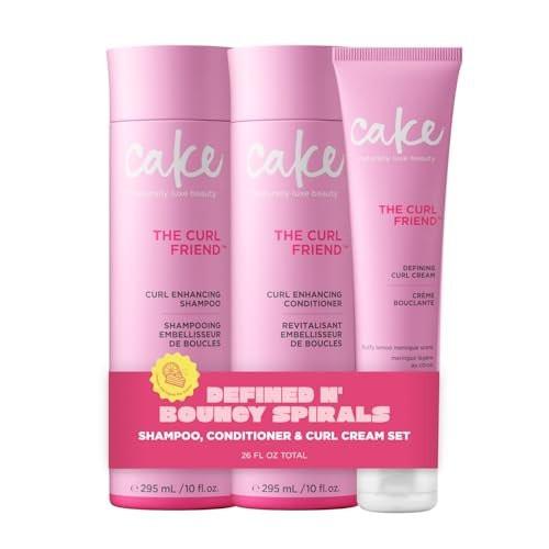 Cake Beauty Curl Friend Lockenpflege Set – Shampoo, Conditioner & Creme mit Avocado & Arganöl – Anti-Frizz, vegan & tierversuchsfrei