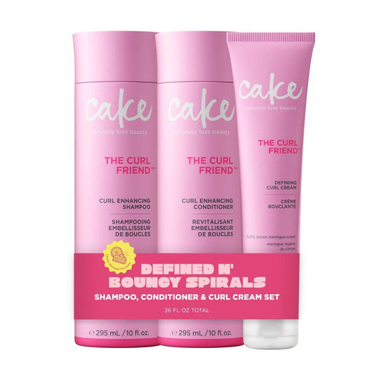 Cake Beauty Curl Friend Lockenpflege Set – Shampoo, Conditioner & Creme mit Avocado & Arganöl – Anti-Frizz, vegan & tierversuchsfrei