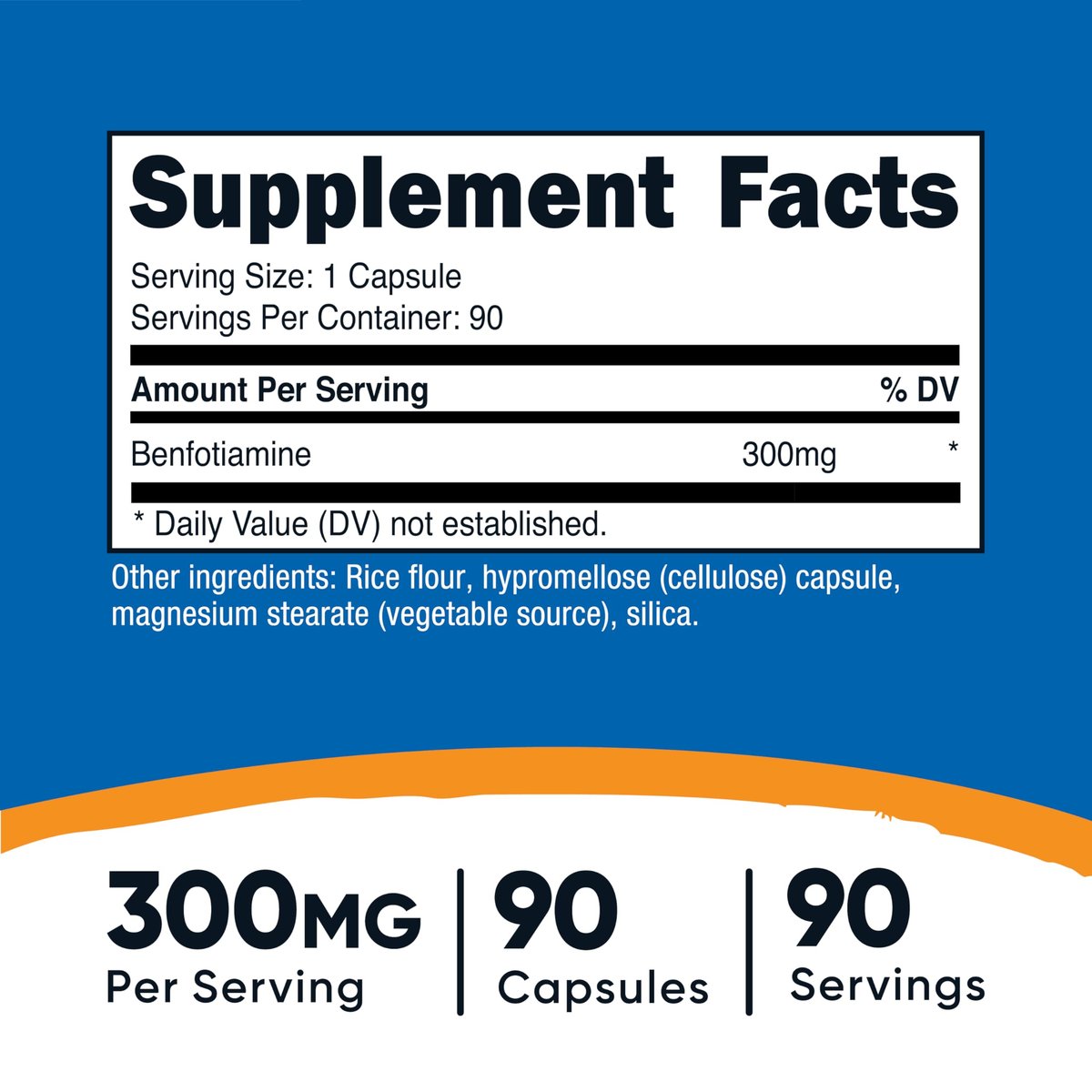 Nutricost Benfotiamin 300mg, 90 Kapseln – Glutenfrei, Nicht-GVO, Vegetariergeeignet, Fettlösliches Vitamin B1