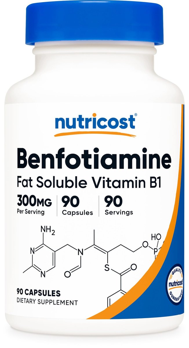 Nutricost Benfotiamin 300mg, 90 Kapseln – Glutenfrei, Nicht-GVO, Vegetariergeeignet, Fettlösliches Vitamin B1